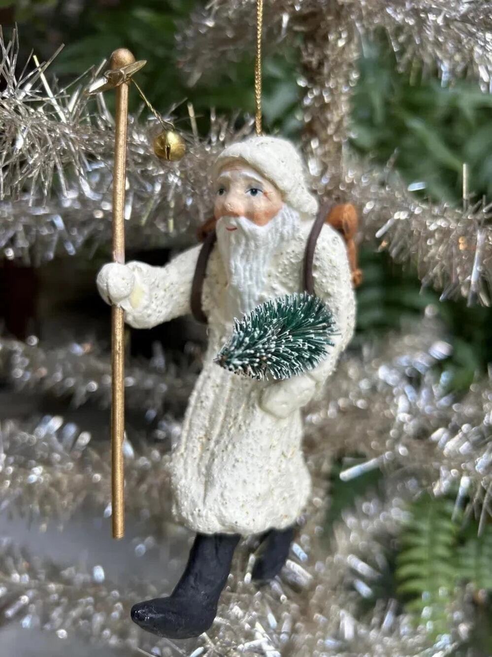 DEPARTMENT 56 Vintage Father Frost Walking Cord Wood Backpack Ornament